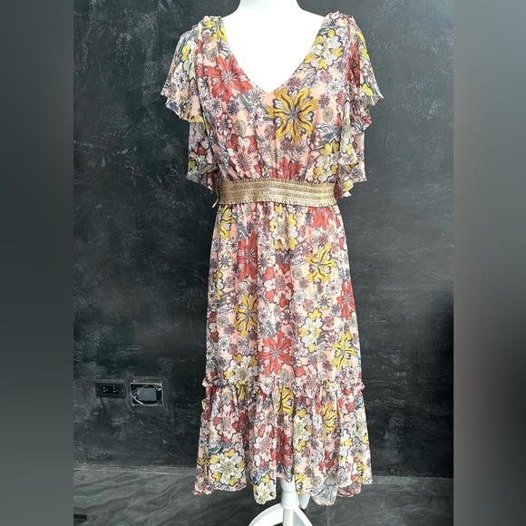 Chiffon floral print, gypsy dress, size 6 - Picture 3 of 7